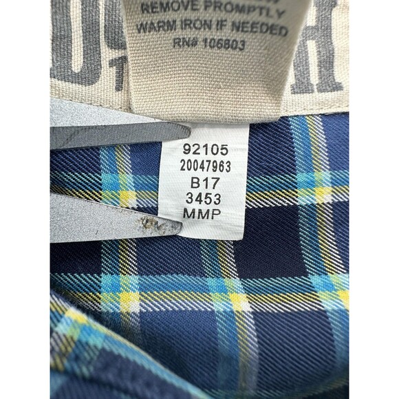 Duluth Trading Co Shirt Mens 2XL Blue Green Plaid Button Down Long Sleeve Navy - Picture 6 of 10